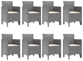 vidaXL Σέτ φαγητού για κήπο 9 pcs Λευκό Rattan Polt