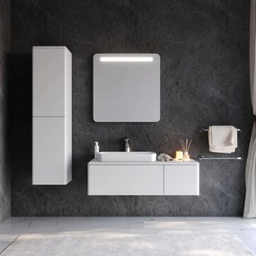 Martin Kuzey 110 White Matt MDF - Πάγκος με Νιπτήρα &amp; Καθρέπτη