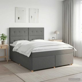 vidaXL Κρεβάτι box spring με στρώμα Σκούρο Γκρι 140 x 190 cm Ύφασμα