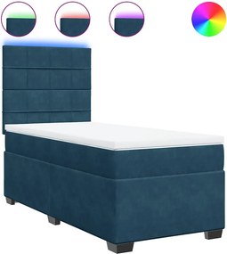 vidaXL Κρεβάτι Boxspring με Στρώμα Μπλε 90x190 εκ. Βελούδινο