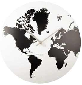Ρολόι Τοίχου World Map KA5889WH Φ39x4cm White-Black Karlsson Μέταλλο
