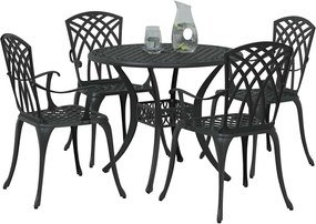 vidaXL Σέτ φαγητού για κήπο 5 pcs Μαύρο Αλουμίνιο