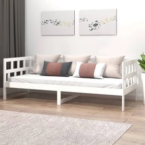Καναπές Κρεβάτι Λευκός 90 x 190 εκ. από Μασίφ Ξύλο Πεύκου