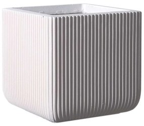 Κασπώ Πήλινο Τετράγωνο Stripe S A-0050-8 24x24x23cm White Supergreens Πηλός