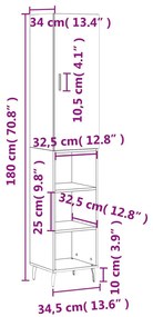 Ντουλάπι Καπνιστή δρυς 34,5x34x180 εκ. από Επεξεργασμένο Ξύλο - Καφέ