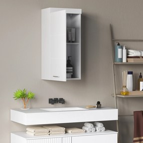 HOMCOM Δίριχτο Ντουλάπι Μπάνιου, Έπιπλο Μπάνιου, Επιτοίχιο, Μοριοσανίδα, MDF, Λευκό