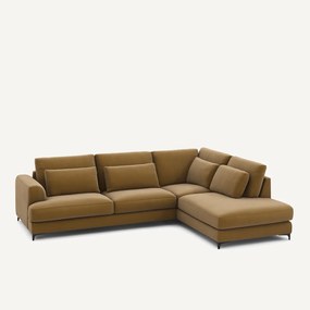 Γωνιακός καναπές-κρεβάτι, δεξιός, λινό βελούδο, Marsile