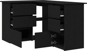 vidaXL Γραφείο με ράφι Μαύρη Οξυά 145 x 100 x 76 εκ Επεξεργασμένο ξύλο