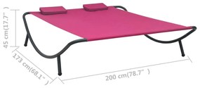 Ξαπλώστρα - Κρεβάτι Διπλή Εξωτερικού Χώρου Ροζ Υφασμάτινη - Ροζ