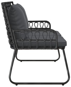 vidaXL Παγκάκι κήπου Μαύρο, Ανθρακί Πολυ rattan, ατσάλι