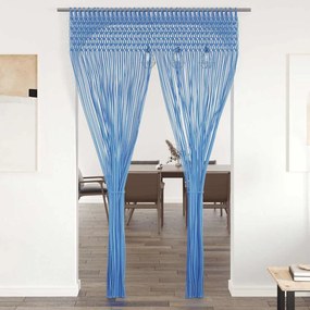 vidaXL Κουρτίνα Μακραμέ Μπλε 140 x 240 εκ. Βαμβακερή