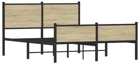 vidaXL Σκελετός Κρεβ. Χωρίς Στρώμα Sonoma Δρυς 150x200 εκ. Μεταλλικό