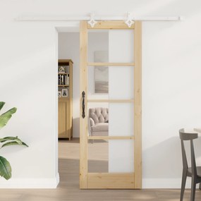 vidaXL Σετ Κυλιόμενης Πόρτας  με Υλικά 73.5x198.5 εκ. Στερεό Ξύλο Πεύκου