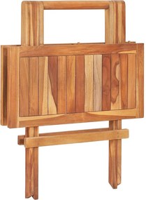 vidaXL Σετ Επίπλων Mπιστρό 3 τεμ. Μασίφ Ξύλο Teak με Κρεμ Μαξιλάρια