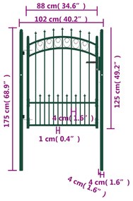 vidaXL Πόρτα Περίφραξης με Ακίδες Πράσινη 100 x 125 εκ. Ατσάλινη