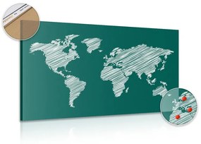 Εικόνα στον παγκόσμιο χάρτη που εκκολάπτεται από φελλό σε πράσινο φόντο - 90x60  transparent