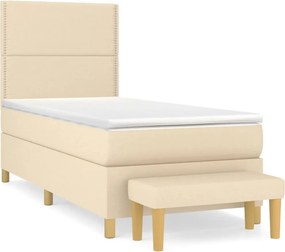 vidaXL Κρεβάτι Boxspring με Στρώμα Κρεμ 100 x 200 εκ. Υφασμάτινο