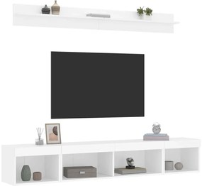 vidaXL Έπιπλα Τοίχου Τηλεόρασης 5 τεμ LED Λευκά από Επεξεργασμένο Ξύλο