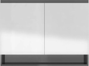 vidaXL Ντουλάπι Μπάνιου με Καθρέφτη 80x15x60 εκ. Λαμπερό Γκρι από MDF