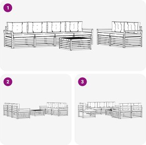 vidaXL Σειρά Καναπέ Εξωτερικού 7 pcs Άσπρο και Ανθρακί