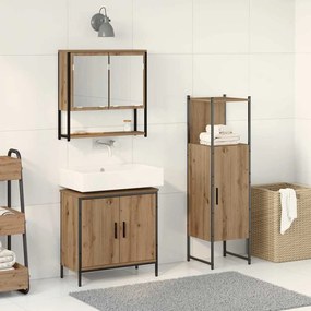 vidaXL Σετ Επίπλων Μπάνιου με αποθήκευση 3 pcs Καφέ 33 x 33 x 102.5 εκ