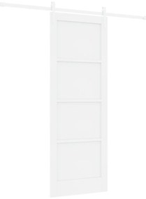 vidaXL Συρόμενη Πόρτα με Σετ Εξαρτημάτων Λευκή 78x211 εκ Συμπαγές Ξύλο Πεύκου
