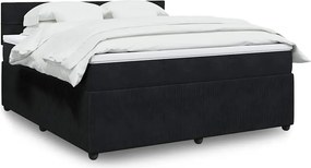 vidaXL Κρεβάτι Boxspring με Στρώμα Μαύρο 180x200 εκ. Βελούδινο