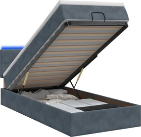vidaXL Κρεβάτι Ottoman με Στρώμα και LED Σκούρο Γκρι 100 x 200 cm
