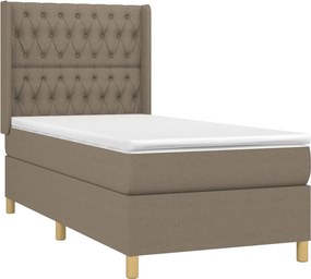 vidaXL Κρεβάτι Boxspring με Στρώμα Taupe 90x200 εκ. Υφασμάτινο
