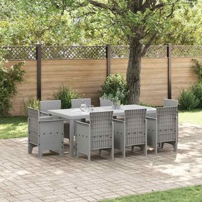 vidaXL Σέτ φαγητού για κήπο 9 pcs Ανοιχτό γκρι Rattan Polt