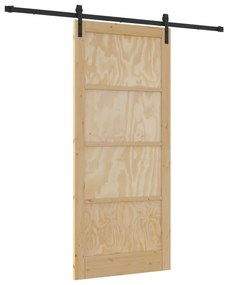 vidaXL Συρόμενη Πόρτα με Σετ Εξαρτημάτων 93x211 cm Στερεό Ξύλο Πεύκου