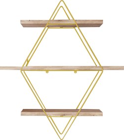 Ράφι Τοίχου Χρυσό / Καφέ PRIZMA 60x60x16