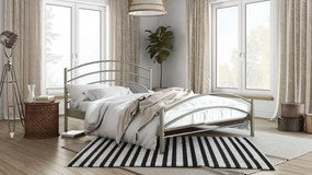 Κρεβάτι Kelly-150x200-Ασημί σφυρίλατο-Χωρίς ποδαρικό