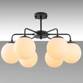 Φωτιστικό Οροφής - Πλαφονιέρα Viran 942FLG1360 56x56x43cm 6xE14 40W Black-White Opviq