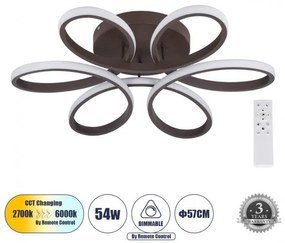 Φωτιστικό Οροφής LED CCT 54W 6210lm MARGARET Globostar 61402 Καφέ