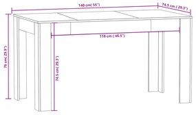 ΤΡΑΠΕΖΑΡΙΑ ΚΑΠΝΙΣΤΗ ΔΡΥΣ 140X74,5X76 ΕΚ. ΑΠΟ ΕΠΕΞΕΡΓΑΣΜΕΝΟ ΞΥΛΟ 815198