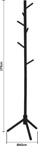 Καλόγερος Ρούχων (42x42x175) Estia Μαύρο 03-24024