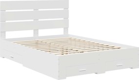 vidaXL Σκελετός Κρεβατιού Λευκό 150 x 200 cm Επεξεργασμένο ξύλο