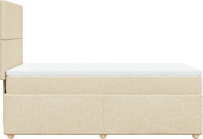 vidaXL Κρεβάτι Boxspring με Στρώμα Κρεμ 90x190 εκ.Υφασμάτινο