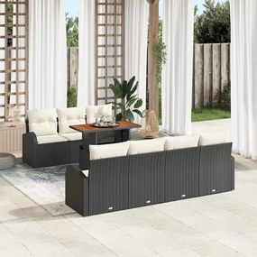 vidaXL Σετ Καναπέ Κήπου με μαξιλάρι 8 pcs Μαύρο και κρεμ