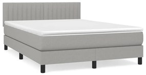 Κρεβάτι Boxspring με Στρώμα Ανοιχτό Γκρι 140x190 εκ. Υφασμάτινο - Γκρι