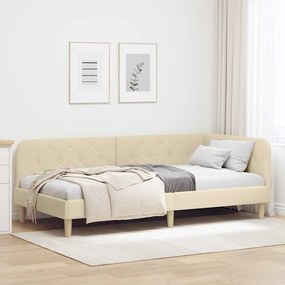 vidaXL Κρεβάτι Γωνίας Κρεμ 90 x 200 cm ύφασμα