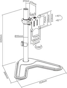 BRATECK βάση γραφείου οθόνης LDT57-T01, 17-32", έως 9kg