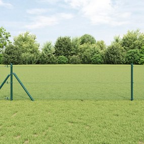 vidaXL Σετ Πόλων Φράκτη Σετ 2 Πράσινο Μέταλλο 25 x 0.5 m Ανθεκτικό