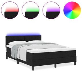 vidaXL Κρεβάτι με ελατήρια με στρώμα Μαύρο 140 x 190 cm ύφασμα