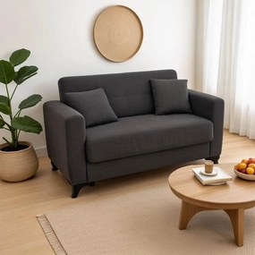 Καναπές - Kρεβάτι Modestο με Αποθηκευτικό χώρο 2θέσιος Ύφασμα Μαύρο 155x85x80 εκ. 155x85x80 εκ.