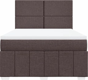 vidaXL Κρεβάτι Boxspring με Στρώμα Σκούρο Καφέ 140x190 εκ. Υφασμάτινο