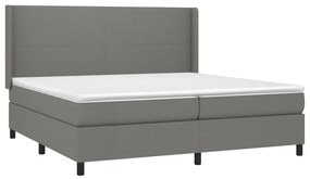 Κρεβάτι Boxspring με Στρώμα &amp; LED Σκ.Γκρι 200x200εκ. Υφασμάτινο - Γκρι