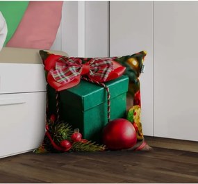 Stewehome Διακοσμητική μαξιλαροθήκη με 3d ψηφιακή εκτύπωση θεματική για Πρωτοχρονιά Λευκό 43x43 cm