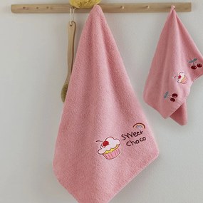 Πετσέτες Παιδικές Choco (Σετ 2τμχ) Pink Palamaiki Towels Set 70x140cm 100% Βαμβάκι